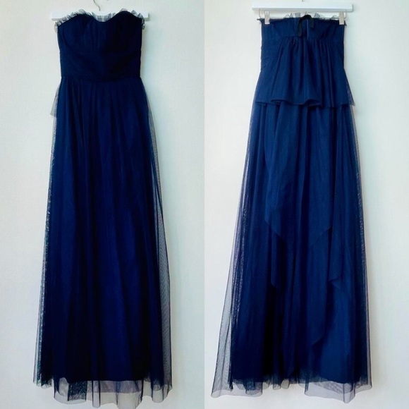 Vera Wang Maids Strapless Gown long in Blue size 2 - Picture 1 of 9